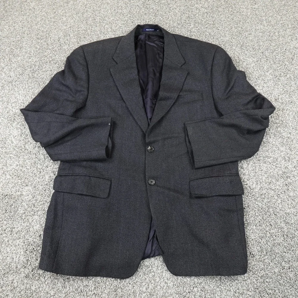Ralph Lauren Chaps Jacket Mens 42 Gray Blue Button Sport Coat LambsWool Blazer